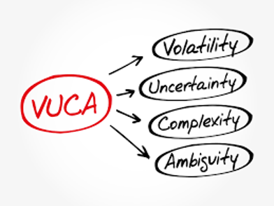 VUCA - Volatility (volatilidade), Uncertainty (incerteza), Complexity (complexidade) e Ambiguity (ambiguidade) 